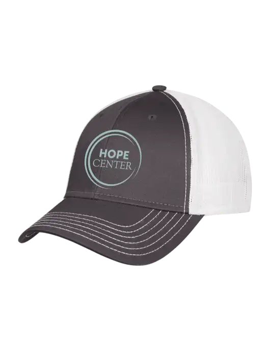 Dark Grey/White Mesh Trucker Cap Snap Back w/Hope Center Logo