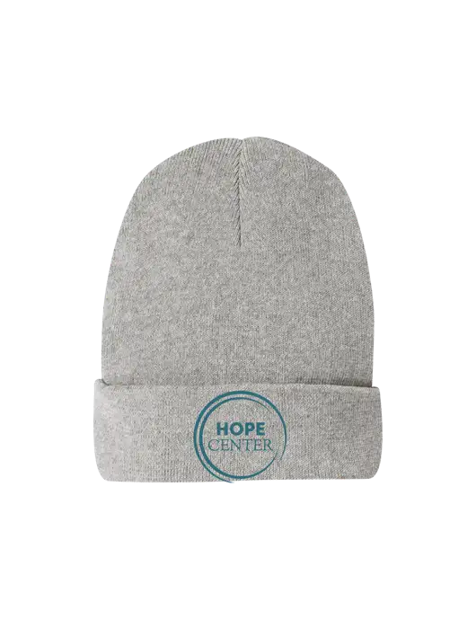 Recycled Light Heather Grey Beanie w/Hope Center Logo