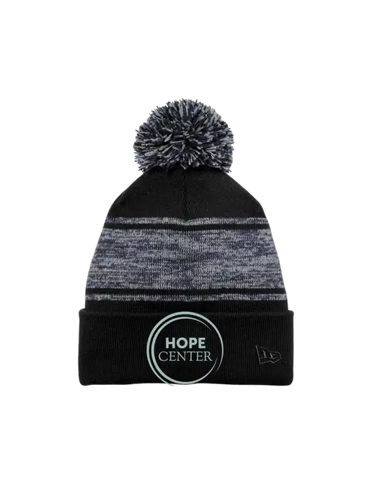 New Era Black/Navy Knit Chilled Pom Beanie w/Hope Center Logo