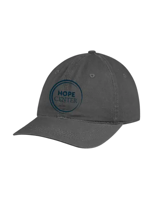 Garment Washed Unstructured Twill Charcoal Cap w/Hope Center Logo