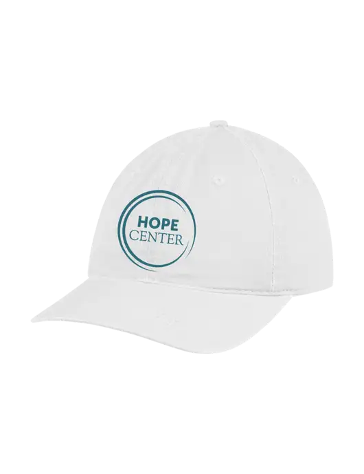 Garment Washed Unstructured Twill White Cap w/Hope Center Logo