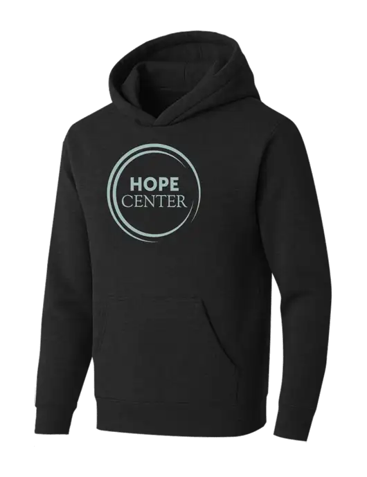 BELLA+CANVAS Black Heather Sponge Fleece Pullover Hoodie w/Hope Center Logo