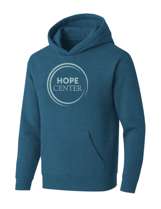 BELLA+CANVAS Heather Deep Teal Sponge Fleece Pullover Hoodie w/Hope Center Logo