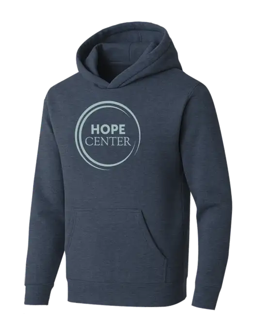 BELLA+CANVAS Heather Navy Sponge Fleece Pullover Hoodie w/Hope Center Logo