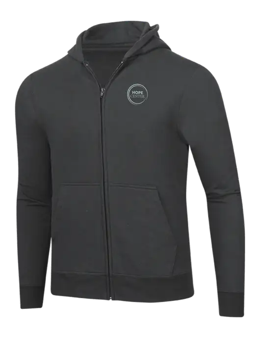 Charcoal 8.5 oz Ring Spun Zip Hooded Sweatshirt w/Hope Center Logo