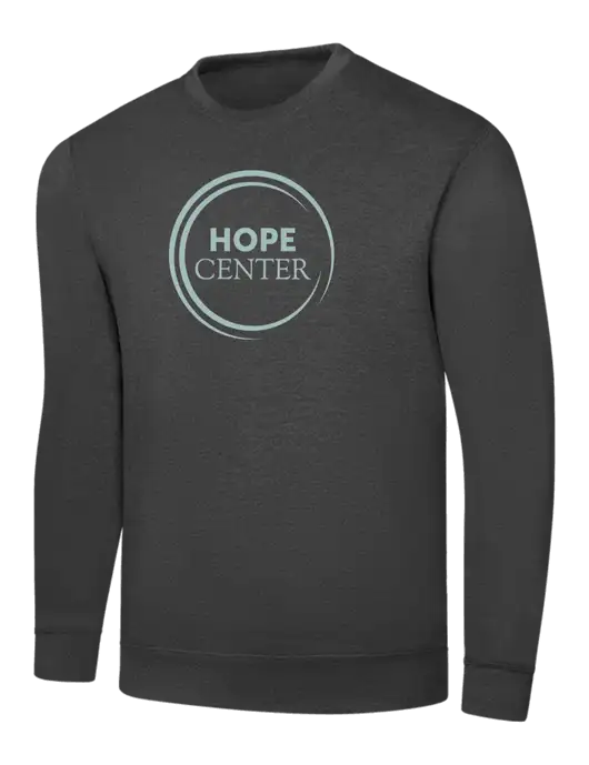 Dark Heather Grey 7.8 oz Ring Spun Crew Sweatshirt w/Hope Center Logo