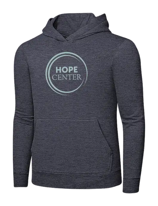 Heather Navy 7.8 oz Ring Spun Hooded Sweatshirt w/Hope Center Logo
