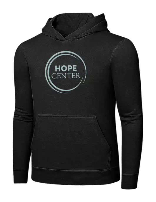 Jet Black 7.8 oz Ring Spun Hooded Sweatshirt w/Hope Center Logo