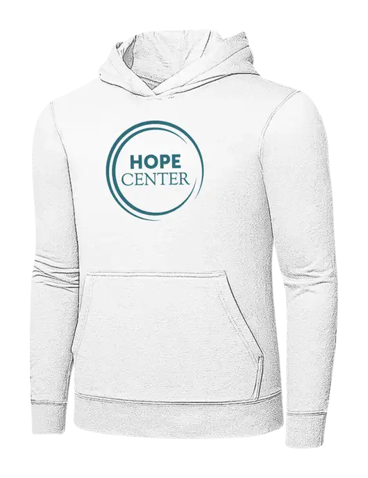 White 7.8 oz Ring Spun Hooded Sweatshirt w/Hope Center Logo