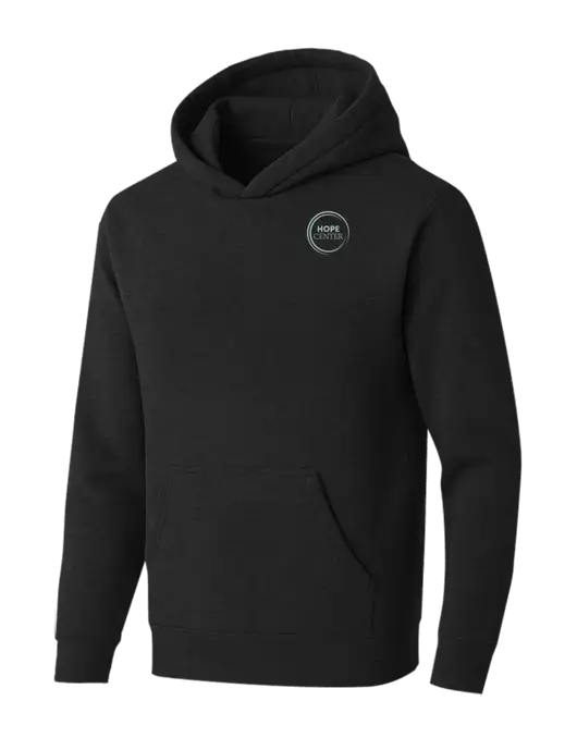 BELLA+CANVAS Black Heather Sponge Fleece Pullover Hoodie w/Hope Center Logo