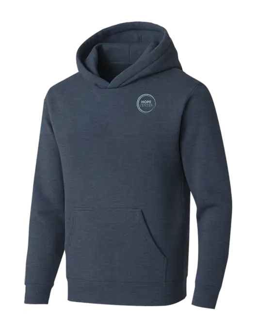 BELLA+CANVAS Heather Navy Sponge Fleece Pullover Hoodie w/Hope Center Logo