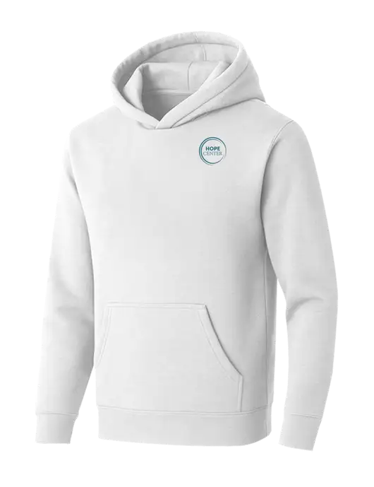 BELLA+CANVAS Heathered White Sponge Fleece Pullover Hoodie w/Hope Center Logo