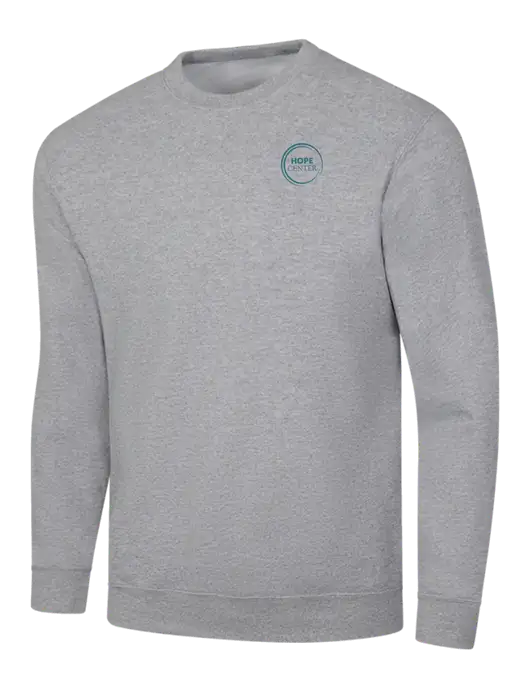 Light Grey Heather 7.8 oz Ring Spun Crew Sweatshirt w/Hope Center Logo