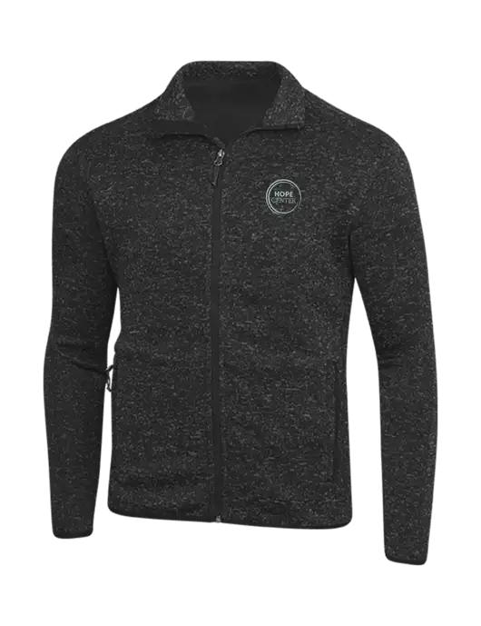 Black Heather Sweater Fleece Jacket w/Hope Center Logo