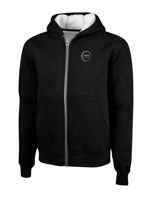 Cornerstone Black Heavyweight Sherpa Lined Hooded Fleece Jacket w/Hope Center Logo