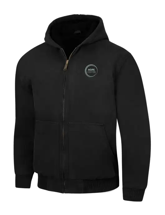 CornerStone Black Washed Duck Cloth Insulated Hooded Work Jacket w/Hope Center Logo