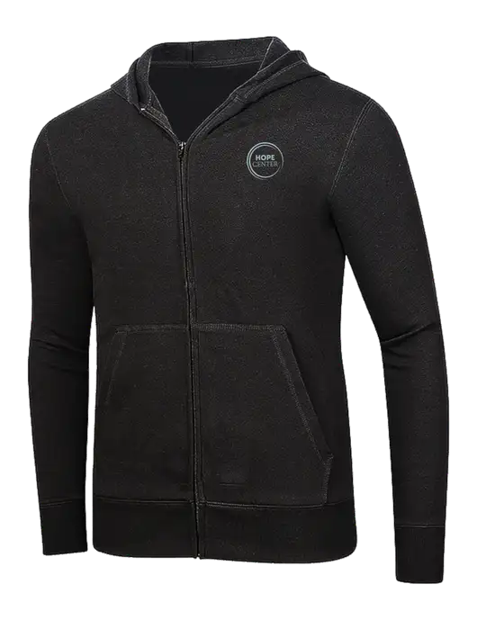 Full-Zip Black Heavyweight Hooded Sweatshirt w/Hope Center Logo