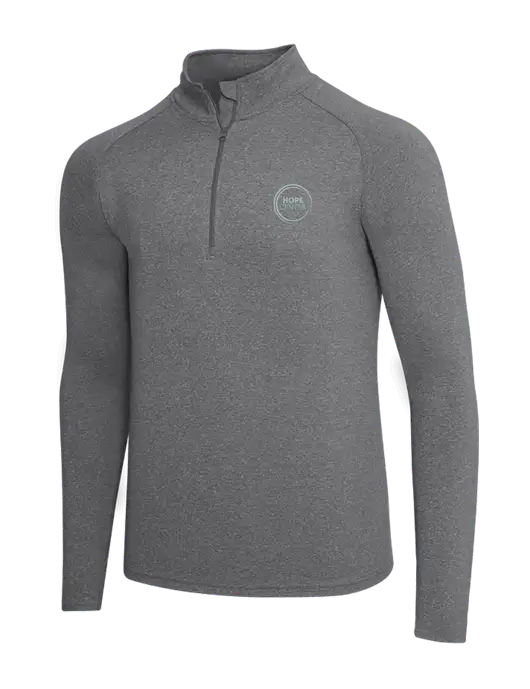 Dark Grey Heather Sport Wick Stretch 1/4 Zip Pullover w/Hope Center Logo