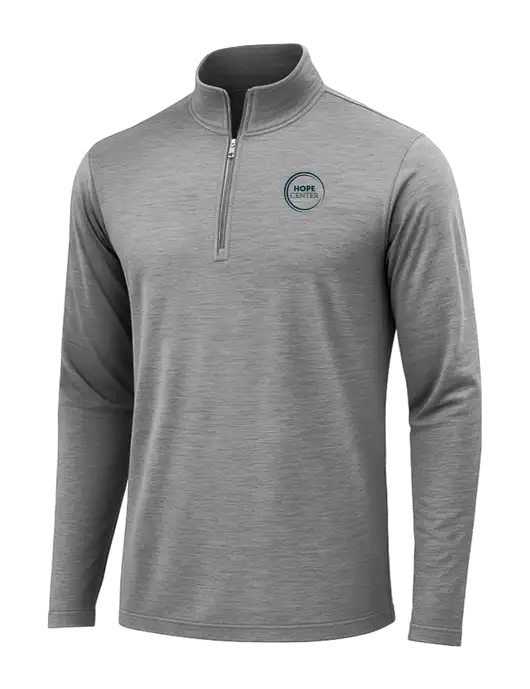 Dark Grey Heather Posicharge Tri-Blend Wicking 1/4 Zip Pullover w/Hope Center Logo