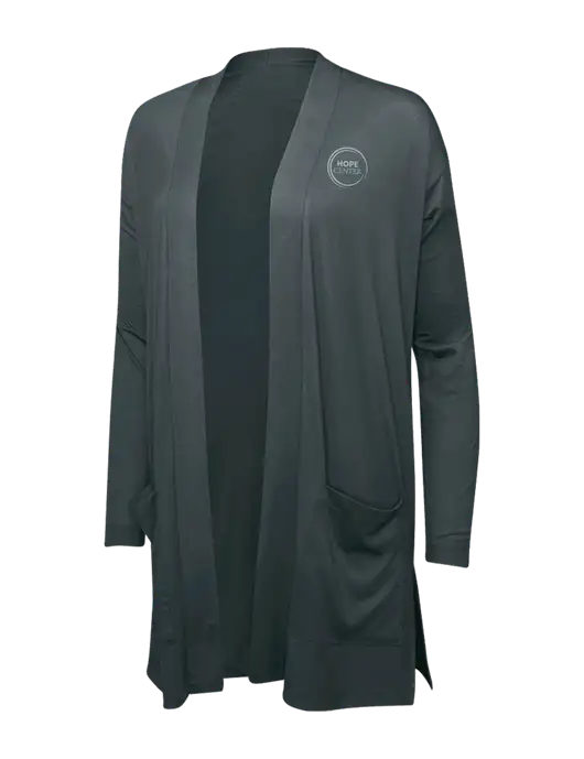 Smoke Grey Womens Concept Long Pocket Cardigan w/Hope Center Logo