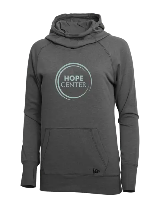 New Era Black Heather Womens Tri-Blend Fleece Pullover Hoodie w/Hope Center Logo