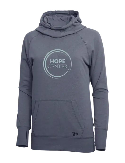 New Era True Navy Heather Womens Tri-Blend Fleece Pullover Hoodie w/Hope Center Logo