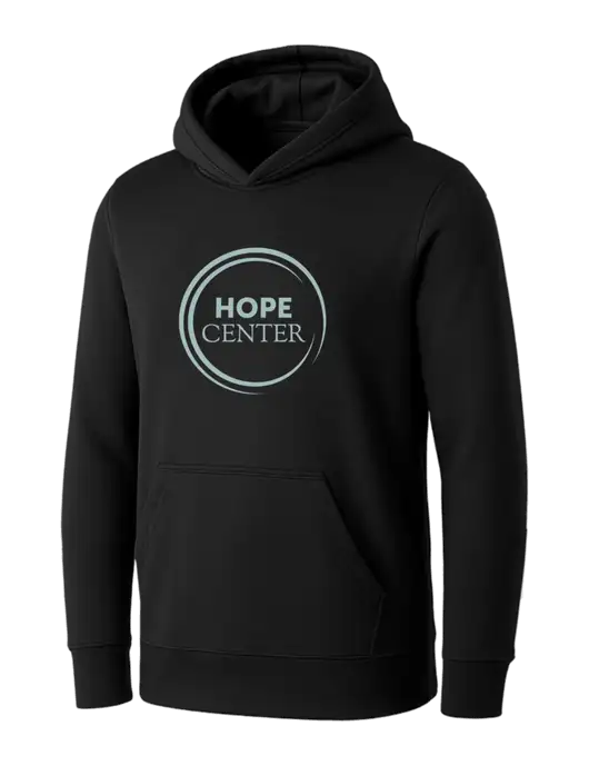 Womens Black Core Fleece Pullover Hooded Sweatshirt w/Hope Center Logo
