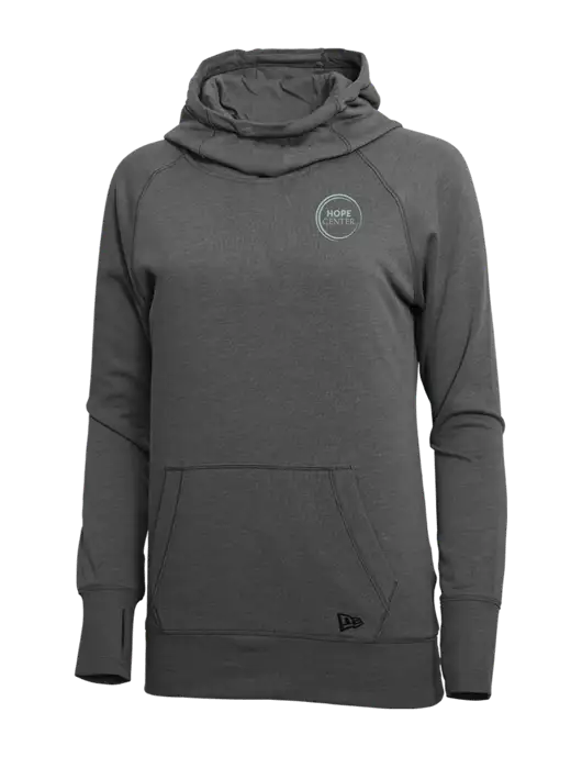 New Era Black Heather Womens Tri-Blend Fleece Pullover Hoodie w/Hope Center Logo