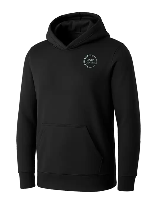 Womens Black Core Fleece Pullover Hooded Sweatshirt w/Hope Center Logo