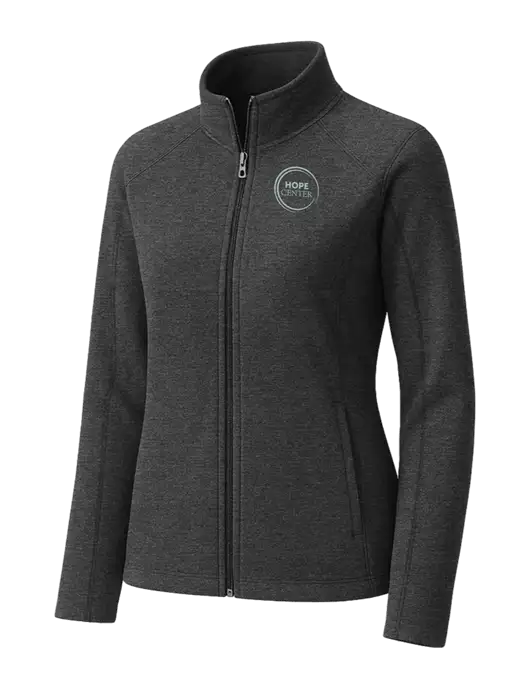 Charcoal Womens Heather Microfleece Full-Zip Jacket w/Hope Center Logo