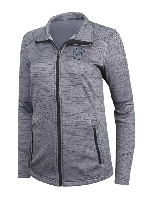 Medium Grey Womens Digi Stripe Fleece Jacket w/Hope Center Logo