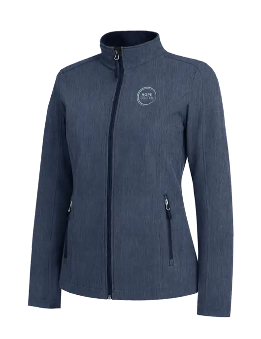 Navy Heather Womens Core Soft Shell Jacket w/Hope Center Logo