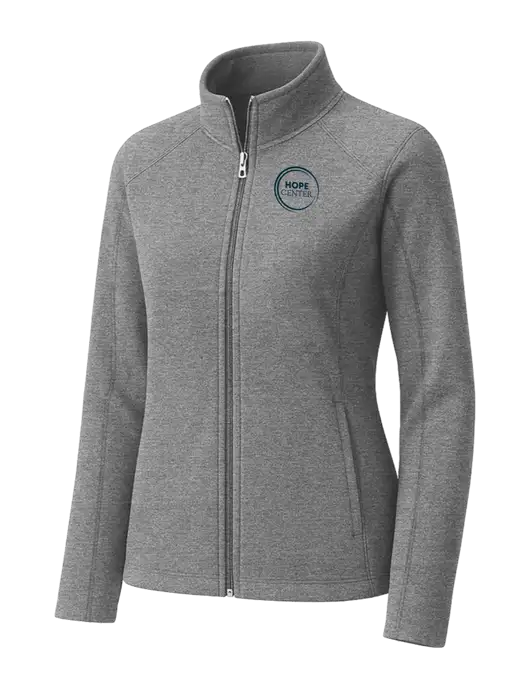 Medium Grey Womens Heather Microfleece Full-Zip Jacket w/Hope Center Logo
