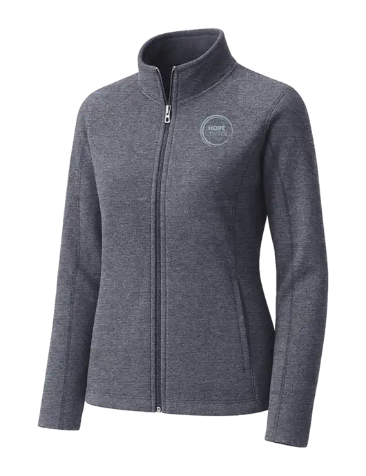 Light Navy Heather Womens Microfleece Full-Zip Jacket w/Hope Center Logo