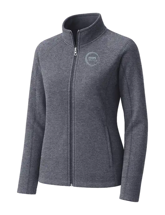 Light Navy Heather Womens Microfleece Full-Zip Jacket w/Hope Center Logo