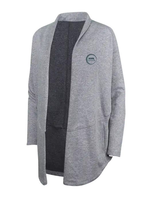 Medium Heather Grey/Char Heather Womens Interlock Cardigan w/Hope Center Logo