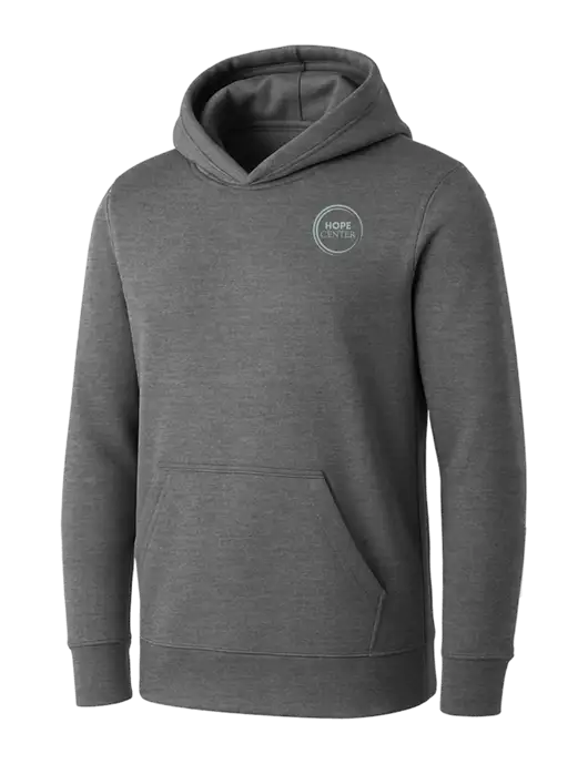 Womens Medium Grey Heather Core Fleece Pullover Hooded Sweatshirt w/Hope Center Logo