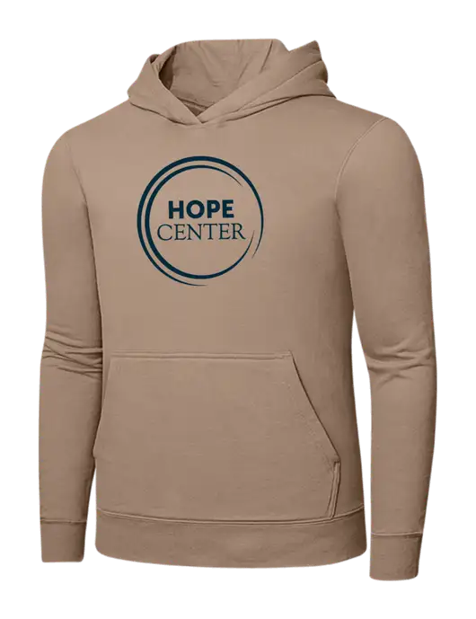 Sand 7.8. oz Ring Spun Hooded Sweatshirt w/Hope Center Logo